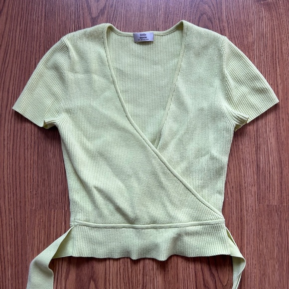 Aritzia Little Moon Yellow Knit Wrap Top - Picture 1 of 2